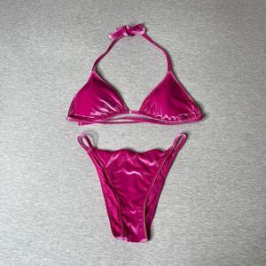 Victoria’s Secret Velvet Triangle Swim Bikini Top & Brazilian Bikini Bottom Set